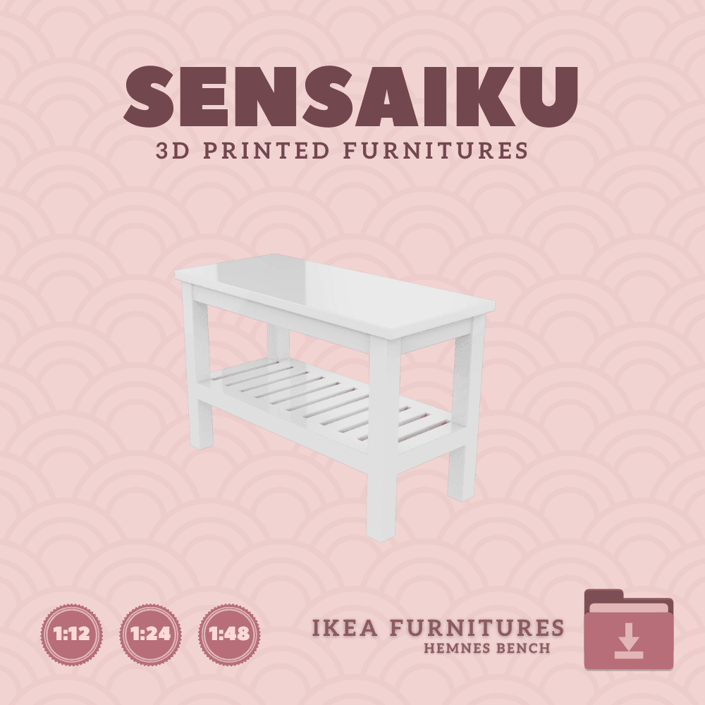 Miniature Replica HEMNES Bench for Miniature Dollhouse - IKEA (1:12,24,48) 3d model