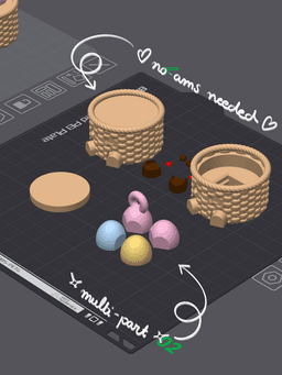 Cute Articulated & Clicker Easter Egg Basket | No AMS | Print-in-place | Support-free 3d model