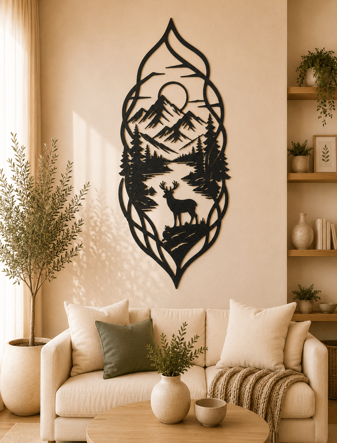 Mountain Deer Landscape 2D Wall Art.stl 3d model
