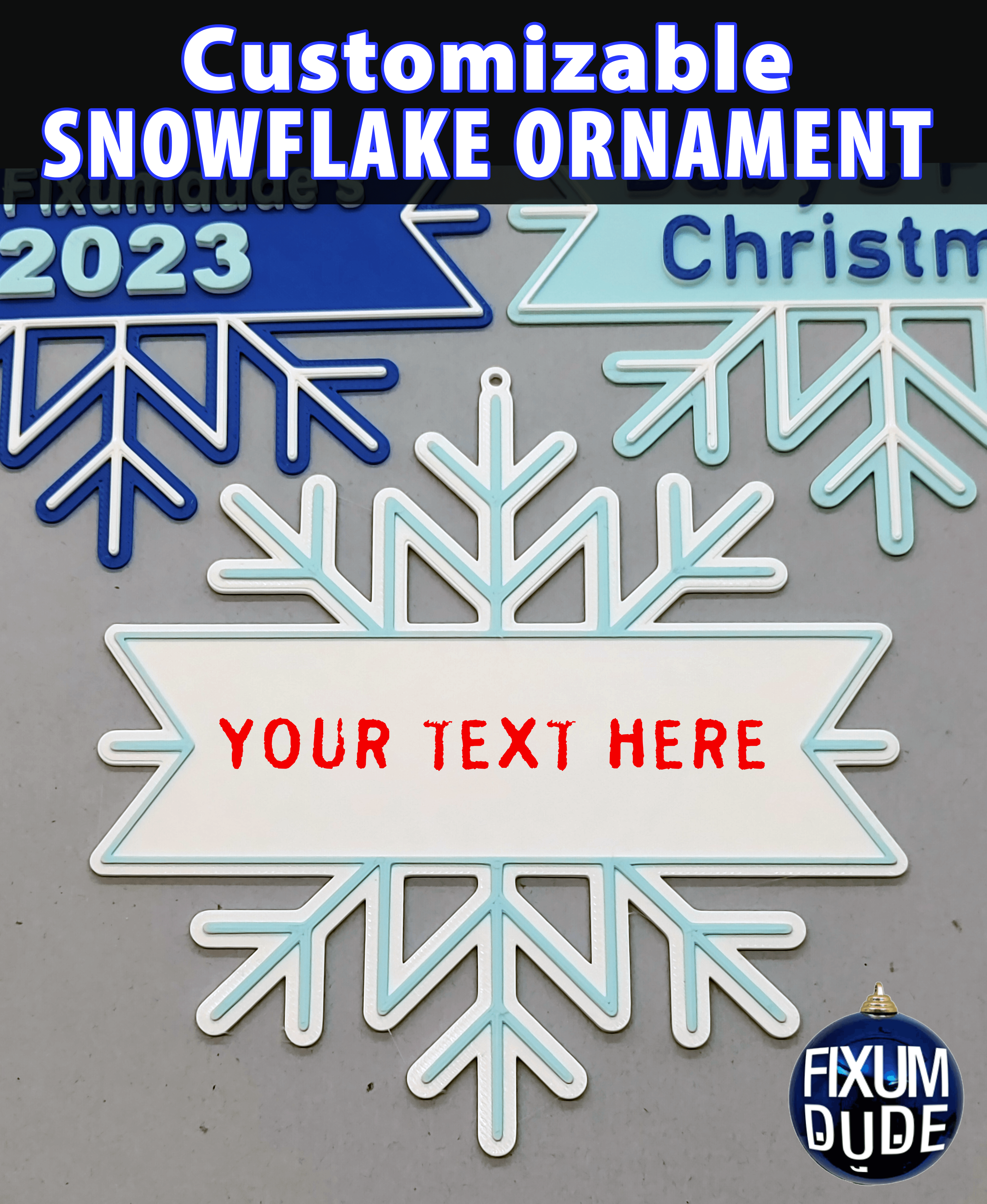 Customizable Snowflake Ornament 3d model