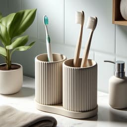 Ribbed Double Toothbrush Holder Set, Organizer 3d model