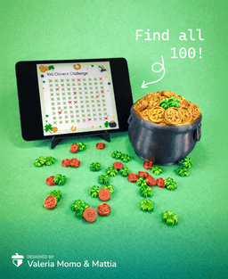 100 Numbered Clovers & Gold Coins, St. Patrick’s Day 3d model