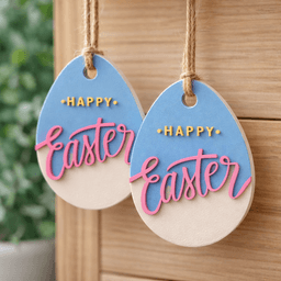 Happy Easter Ornament | Egg Keychain - Bag Charm | Spring Hanging Decor | Basket Tag 3d model