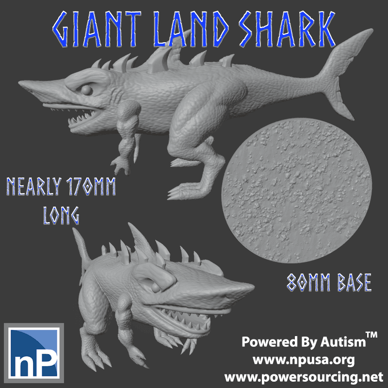 Giant Land Shark Fantasy Monster 3d model