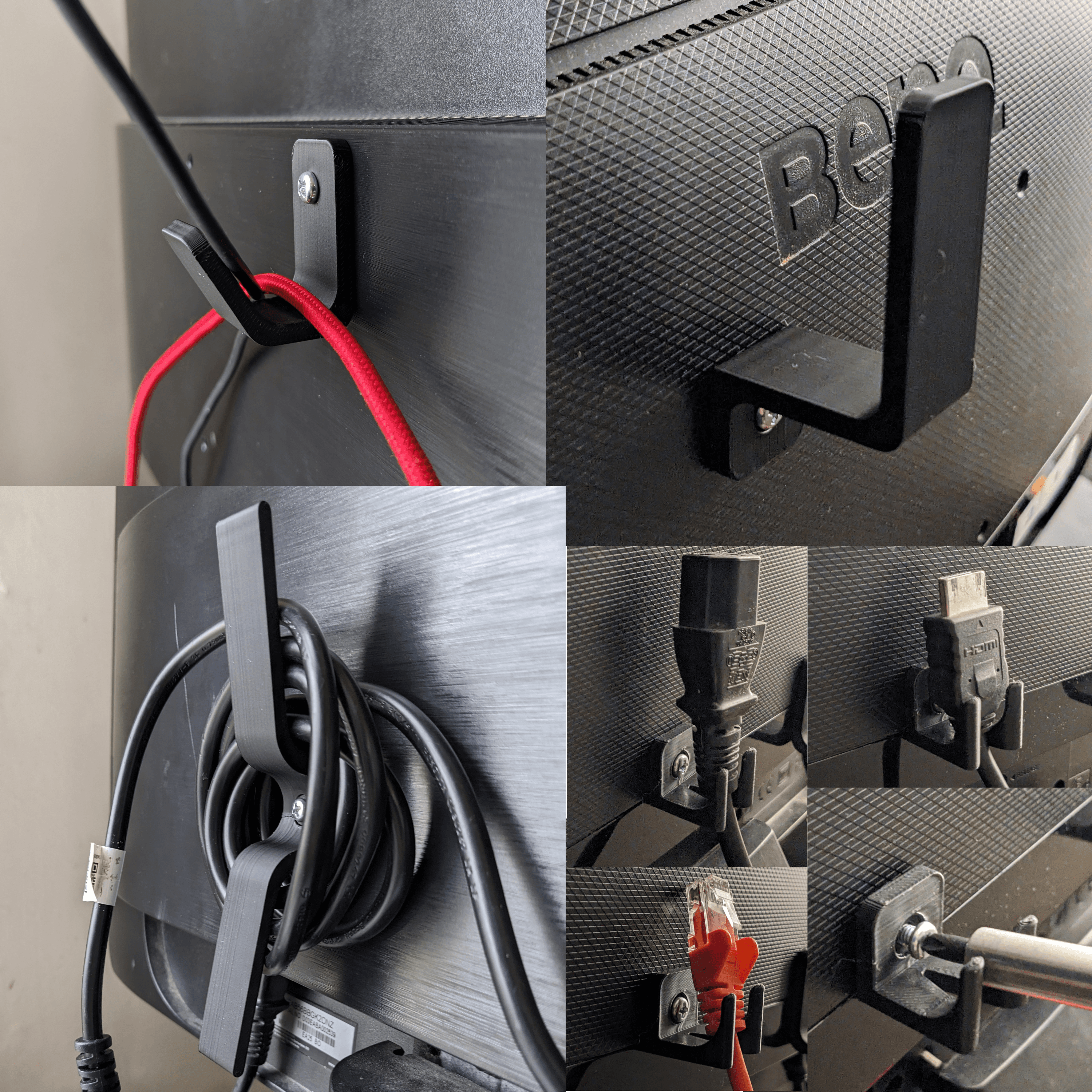 Vesa Mount Monitor Cable Organiser Hooks 3d model