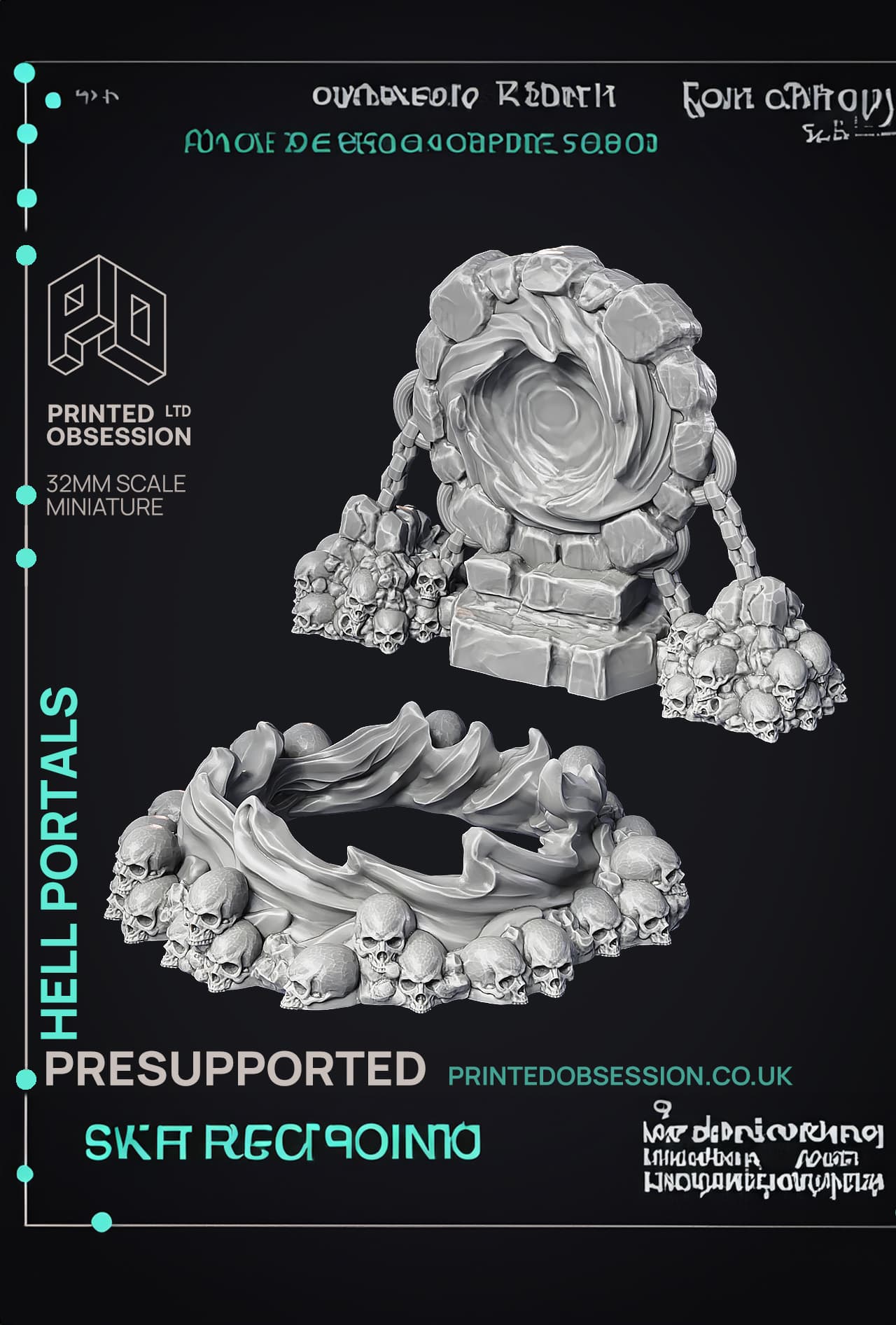 Hell Portals - Scatter Terrain - 3 Models - PRESUPPORTED - Hell Hath No Fury - 32mm Scale 3d model