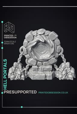 Hell Portals - Scatter Terrain - 3 Models - PRESUPPORTED - Hell Hath No Fury - 32mm Scale 3d model