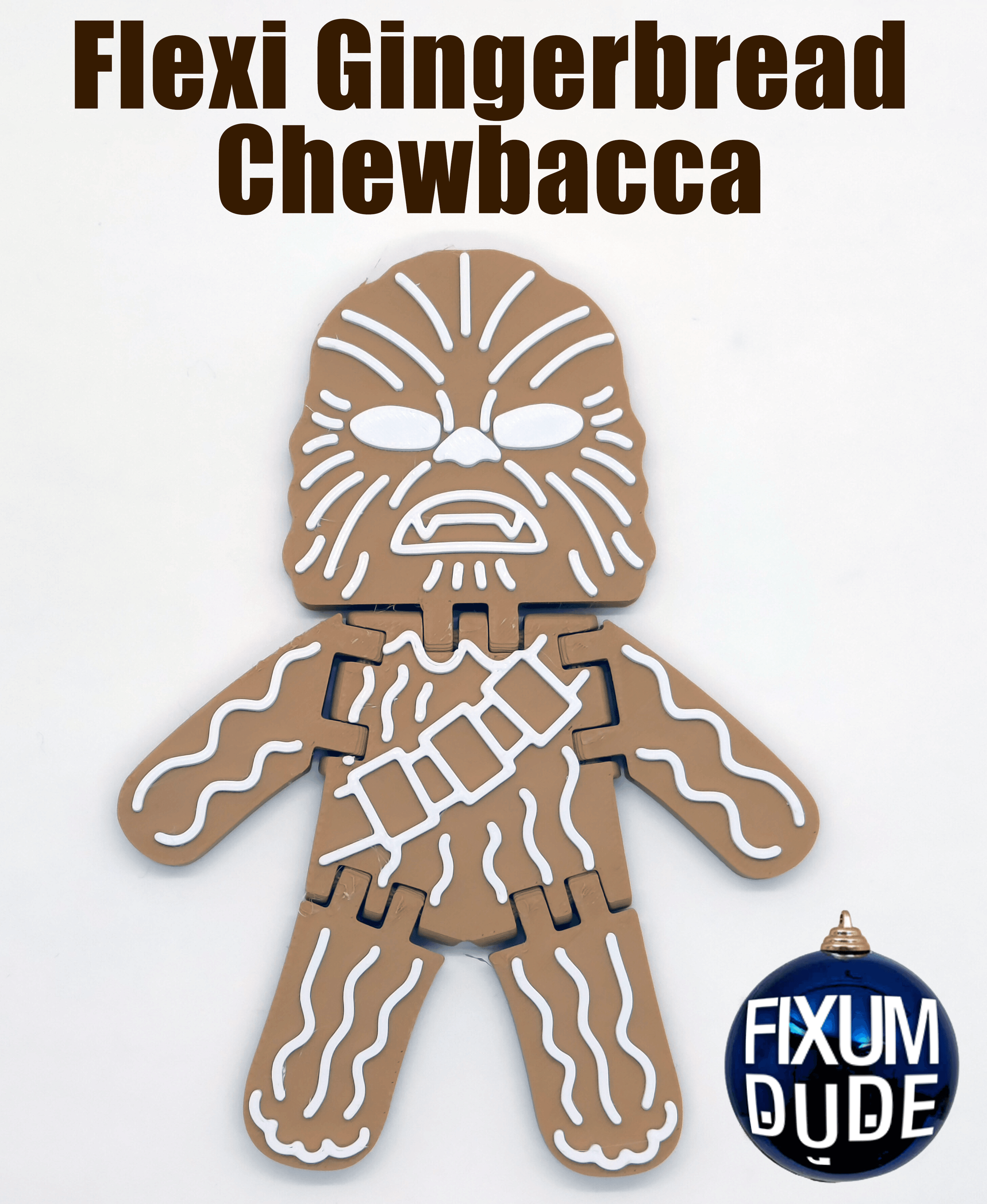 Flexi Gingerbread Chewbacca Ornament 3d model