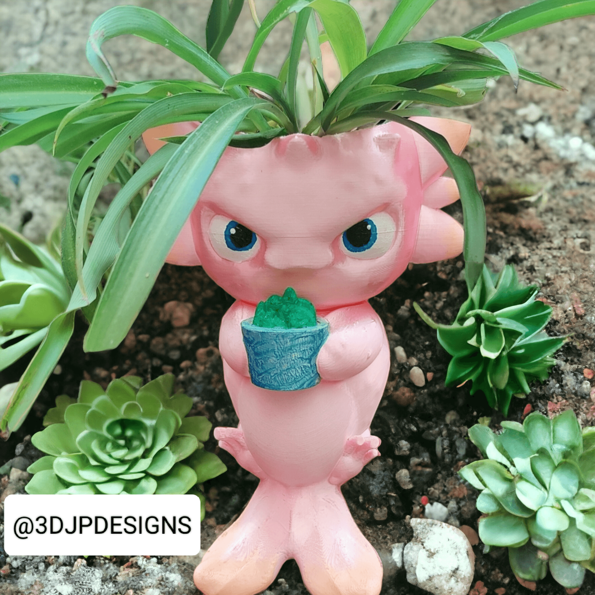 HANGING AXOLOTL PLANTER #FunctionalArt 3d model