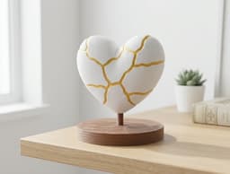 Kintsugi Heart Sculpture with Golden Veins 3d model