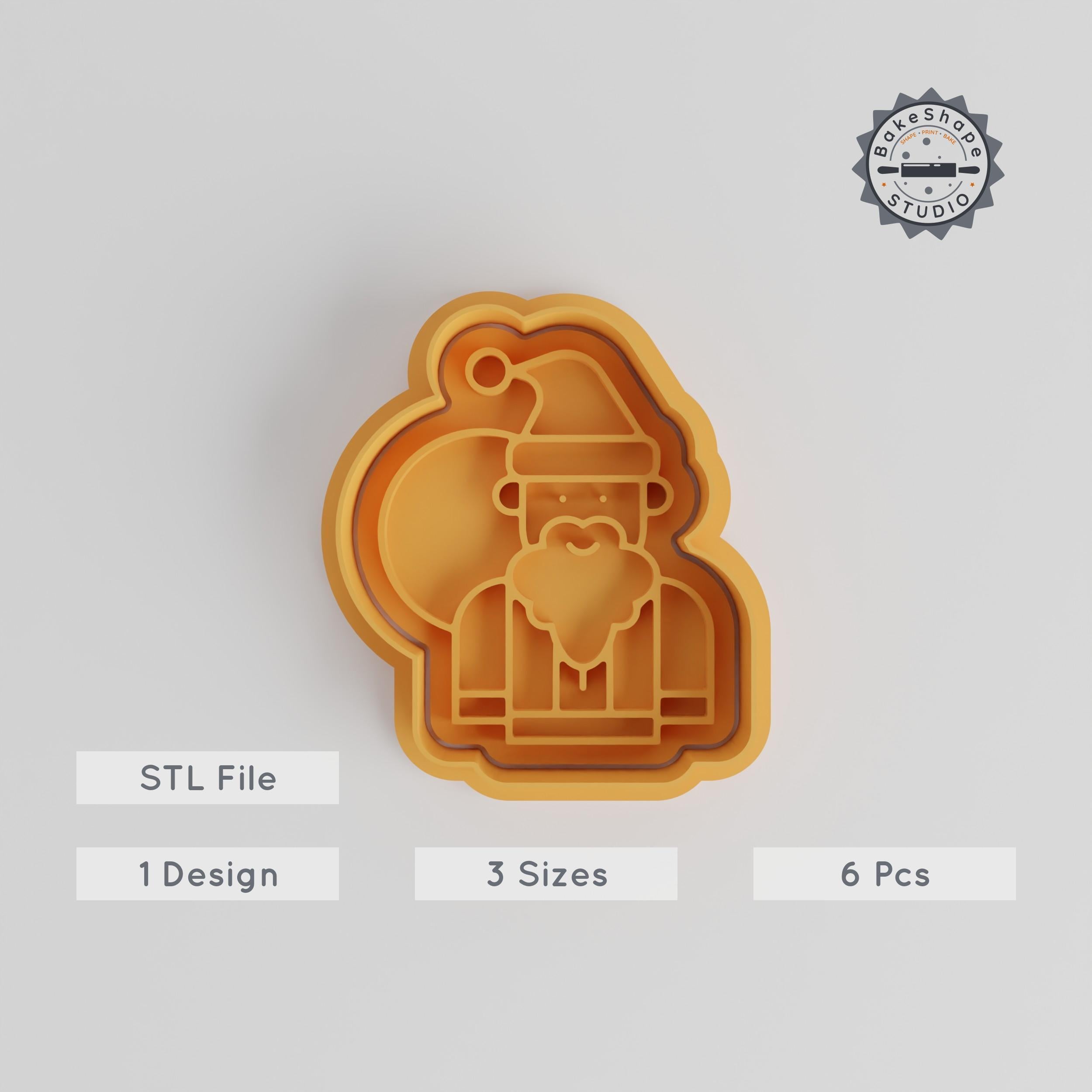 Santa Claus Cookie Cutter & Stamp Set, Christmas Baking Decor, 3 Sizes S,M,L, 6 Pieces, Perfect for Cookies & Fondant PRODUCT_5401 3d model