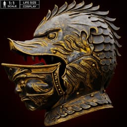 GROTESQUE MASK VISOR HELMET life size – early 16th century Fan Art STL 3d model