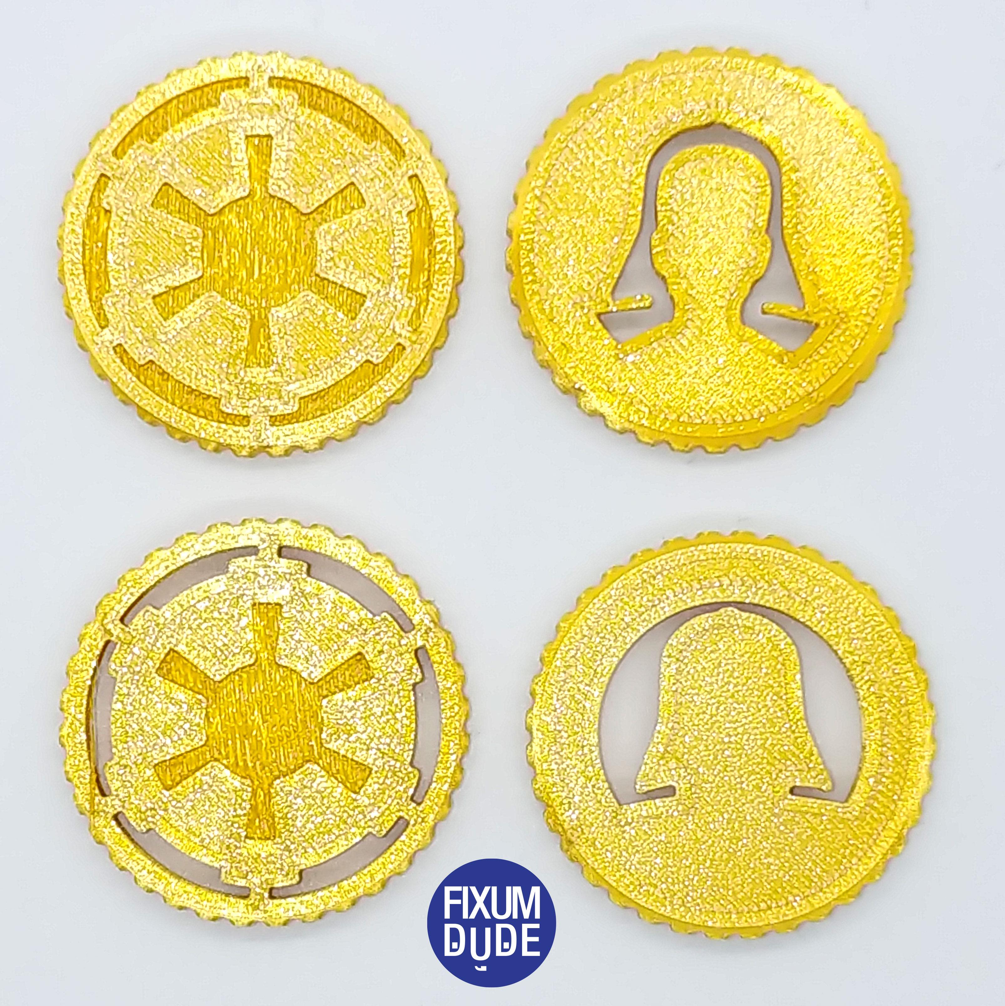 Chris Pirillo's Darth Vader Empire Star Wars Inspired Creator (Maker) Coin Collection - Coin Backs.  Printed at 0.1 mm Layer height in SUNLU Silk Light Gold PLA on the Ender 5 Plus - 3d model