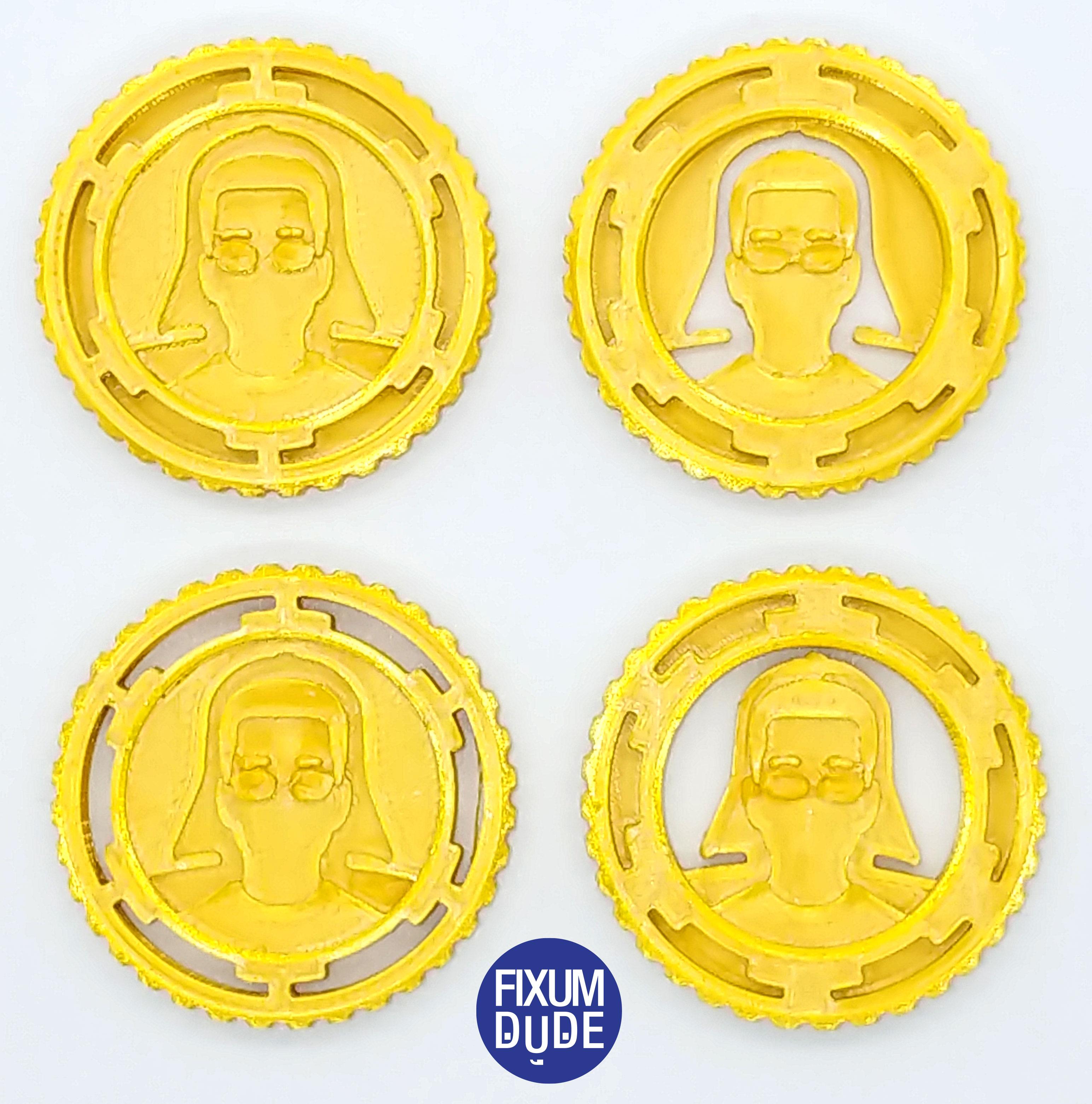 Chris Pirillo's Darth Vader Empire Star Wars Inspired Creator (Maker) Coin Collection - Coin Fronts.  Printed at 0.1 mm Layer height in SUNLU Silk Light Gold PLA on the Ender 5 Plus - 3d model
