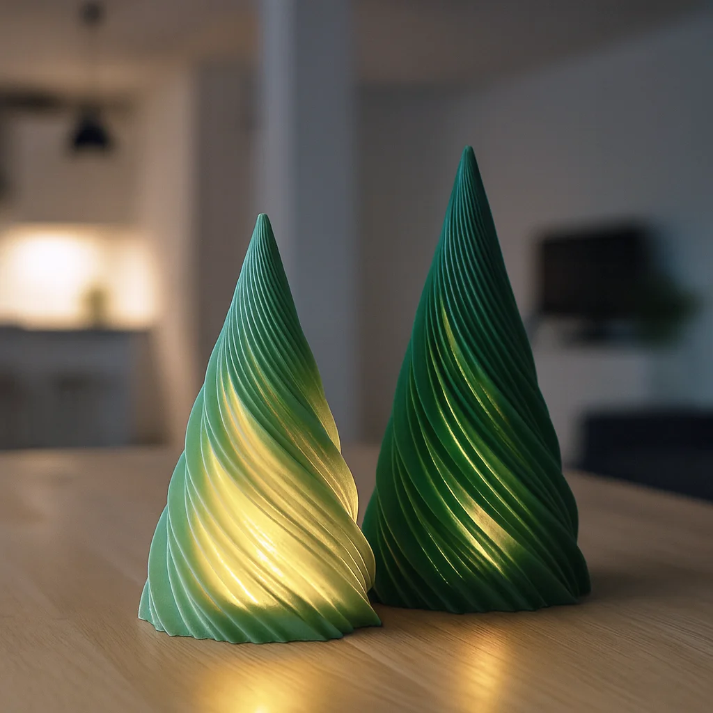Twisted Christmas Tree | Candle Holder & Decor Set | 2 pcs Modern Spiral Holiday Trees 3d model