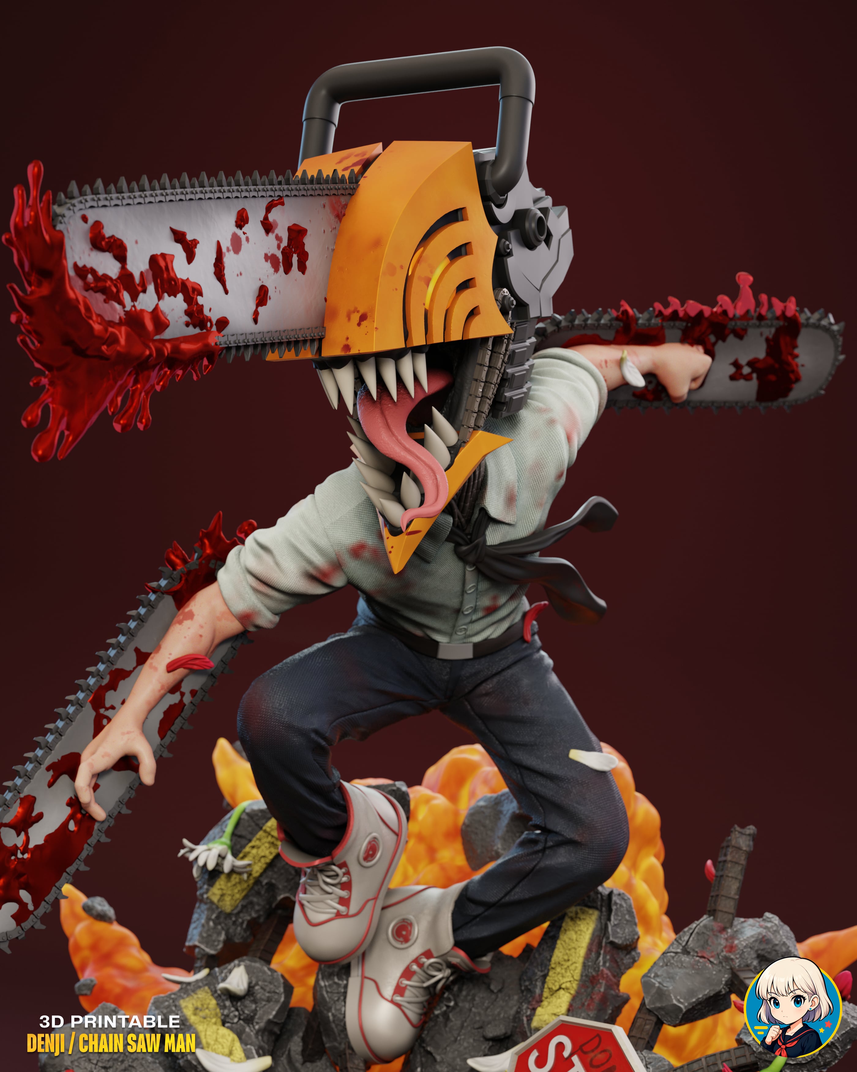 Denji Chainsawman Chibi - Premium Collectible 3d model
