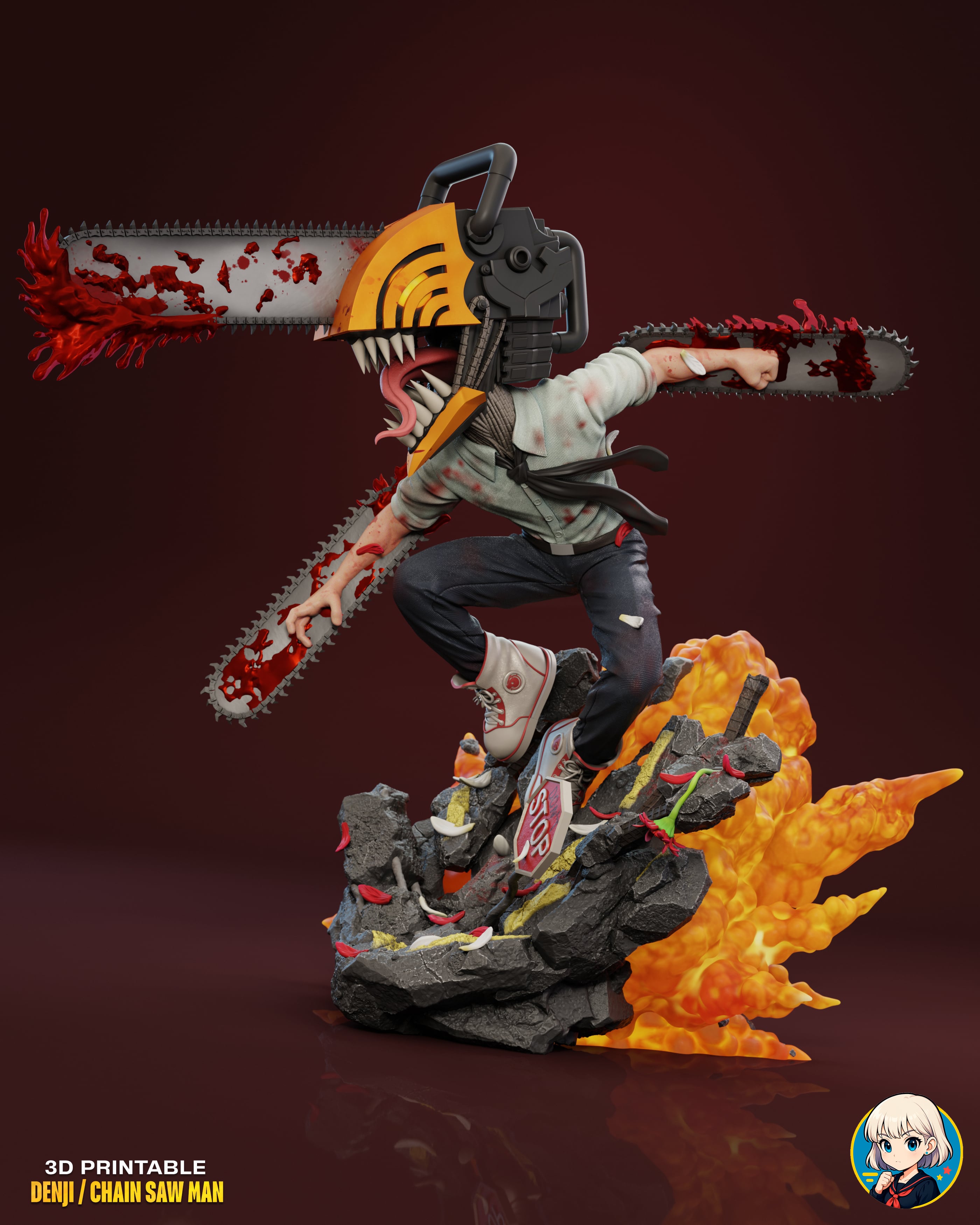 Denji Chainsawman Chibi - Premium Collectible 3d model