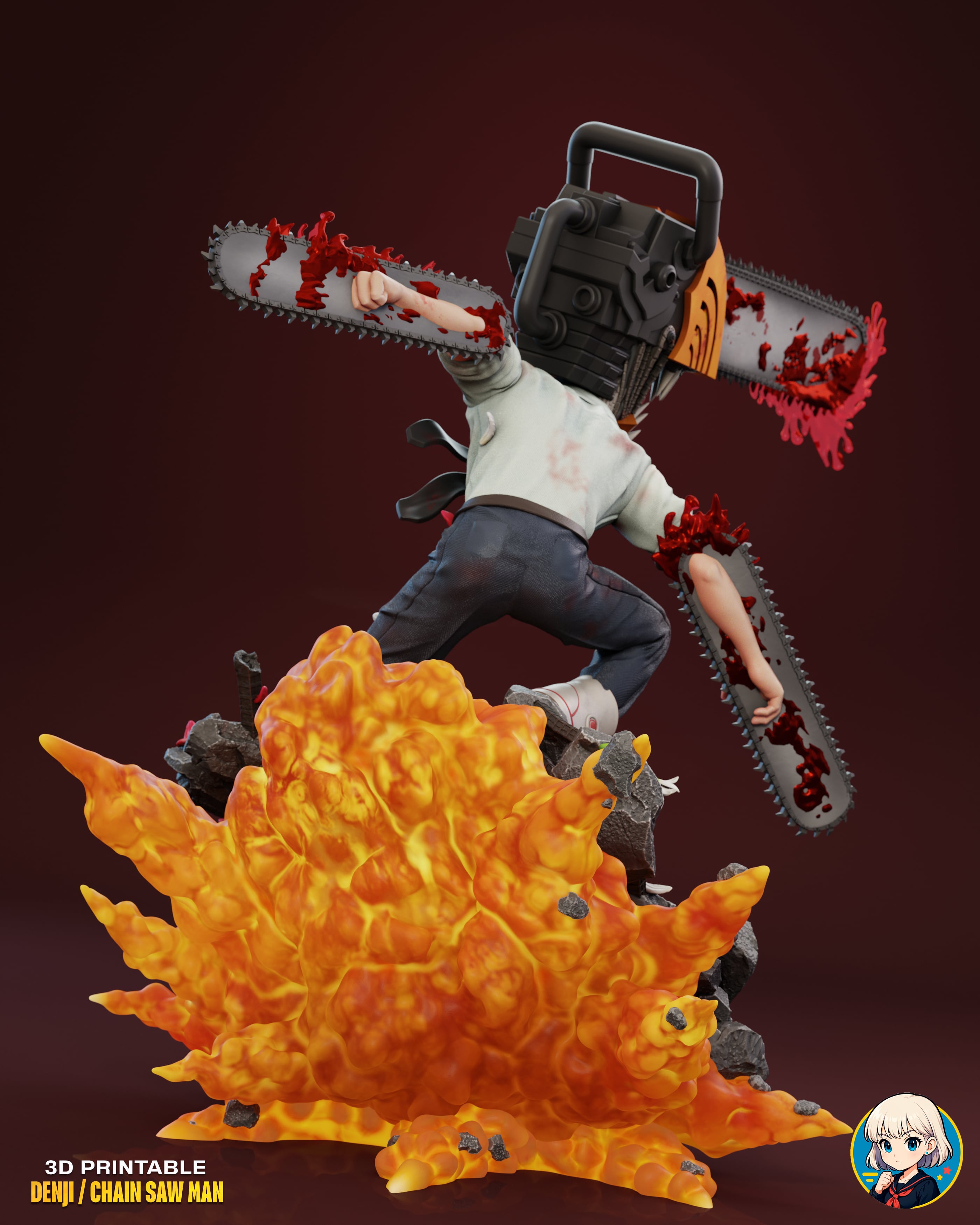 Denji Chainsawman Chibi - Premium Collectible 3d model