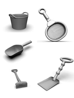 Sandboxes and beach toys for children 3d model