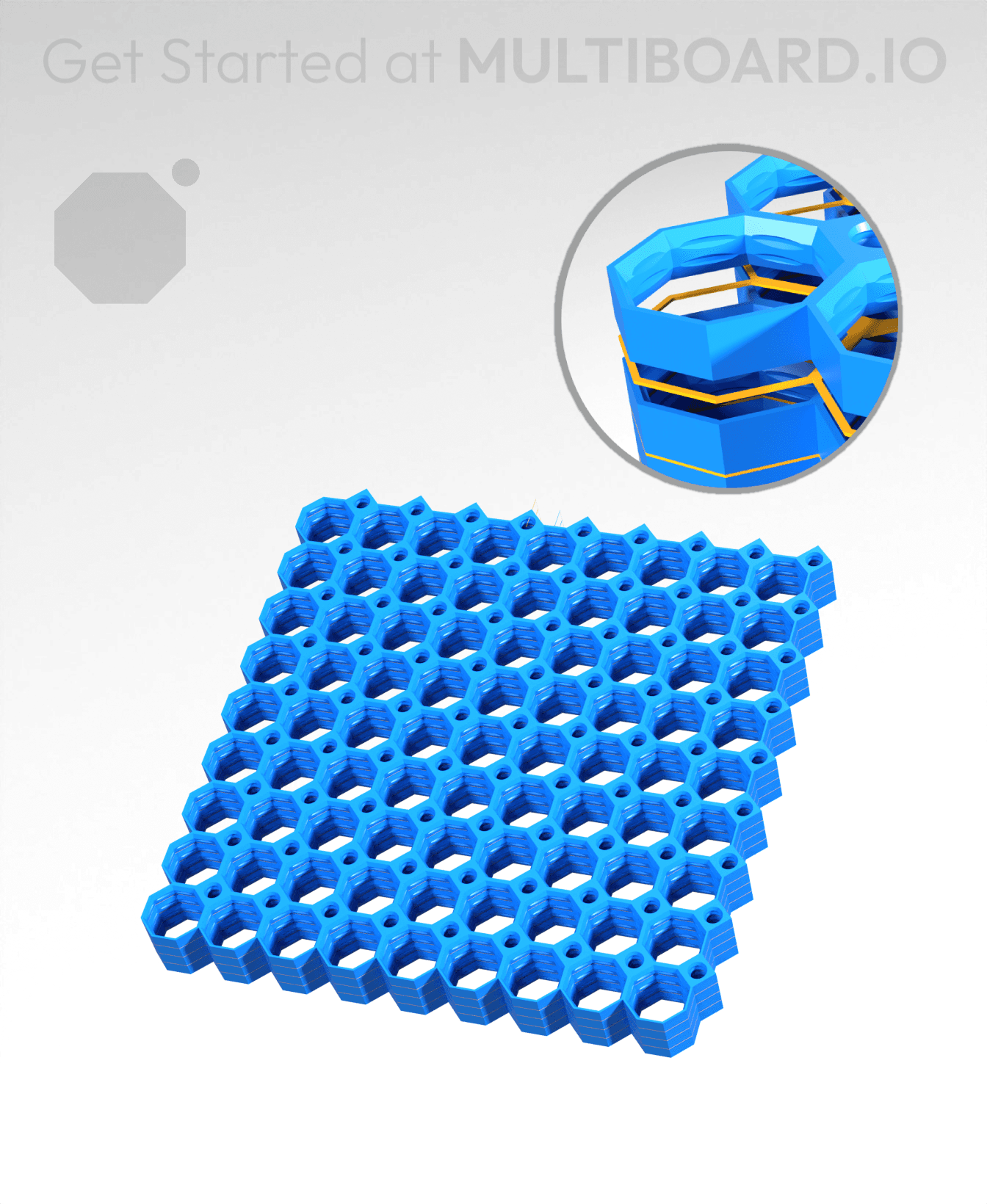 9x9 MU - Center Grid Interfitted - MultiBoard Octagon Plate - 4x Multi-Material Stack 3d model