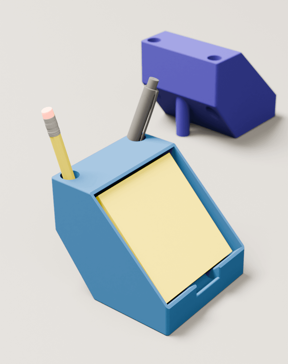 Sticky Note + Pen Holder Version 3 3d model