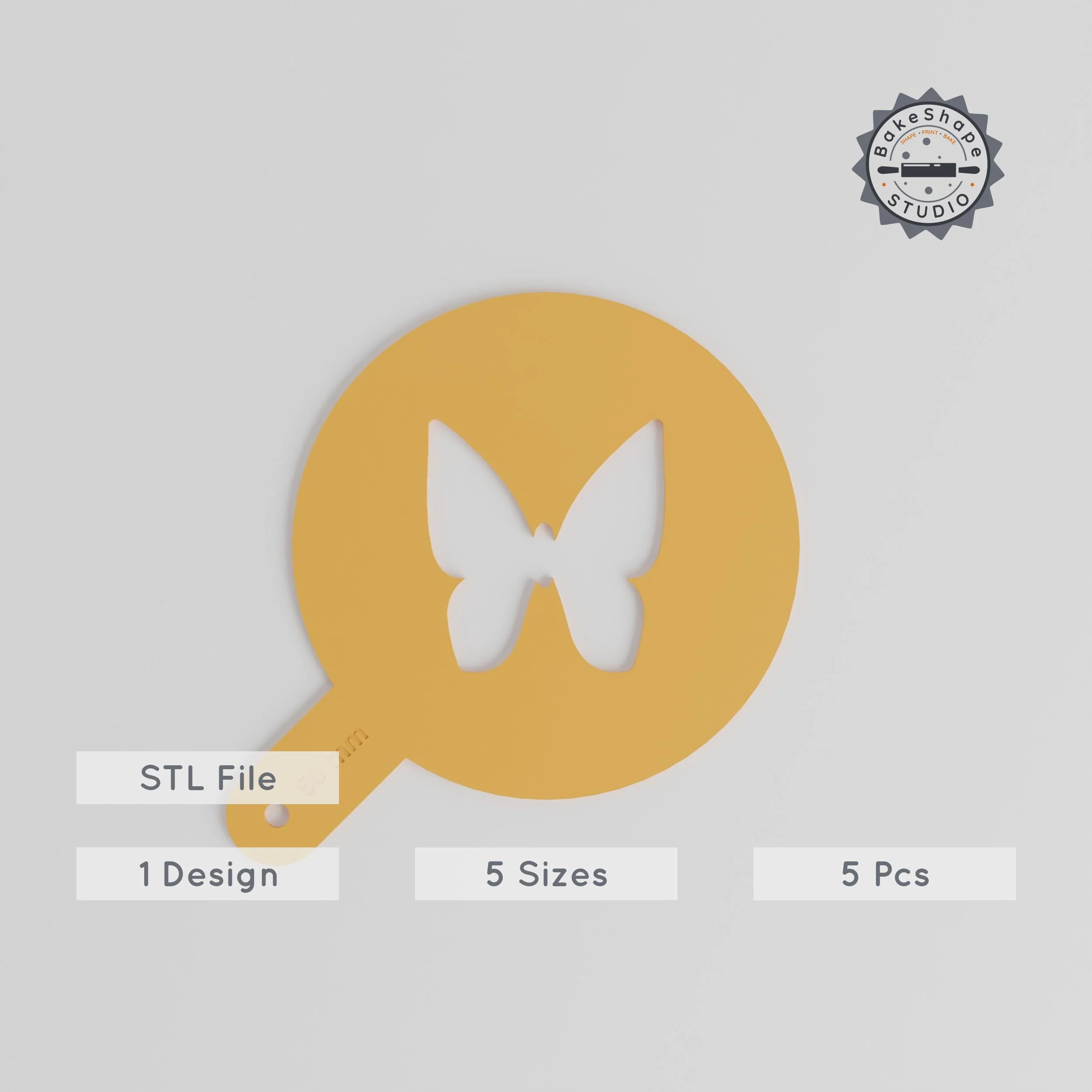 Butterfly Art Stencil, 5 Size Set for Latte, Baking & Painting, Compatible with Cocoa, Sugar, Glitter & Paint PRODUCT_1379 3d model