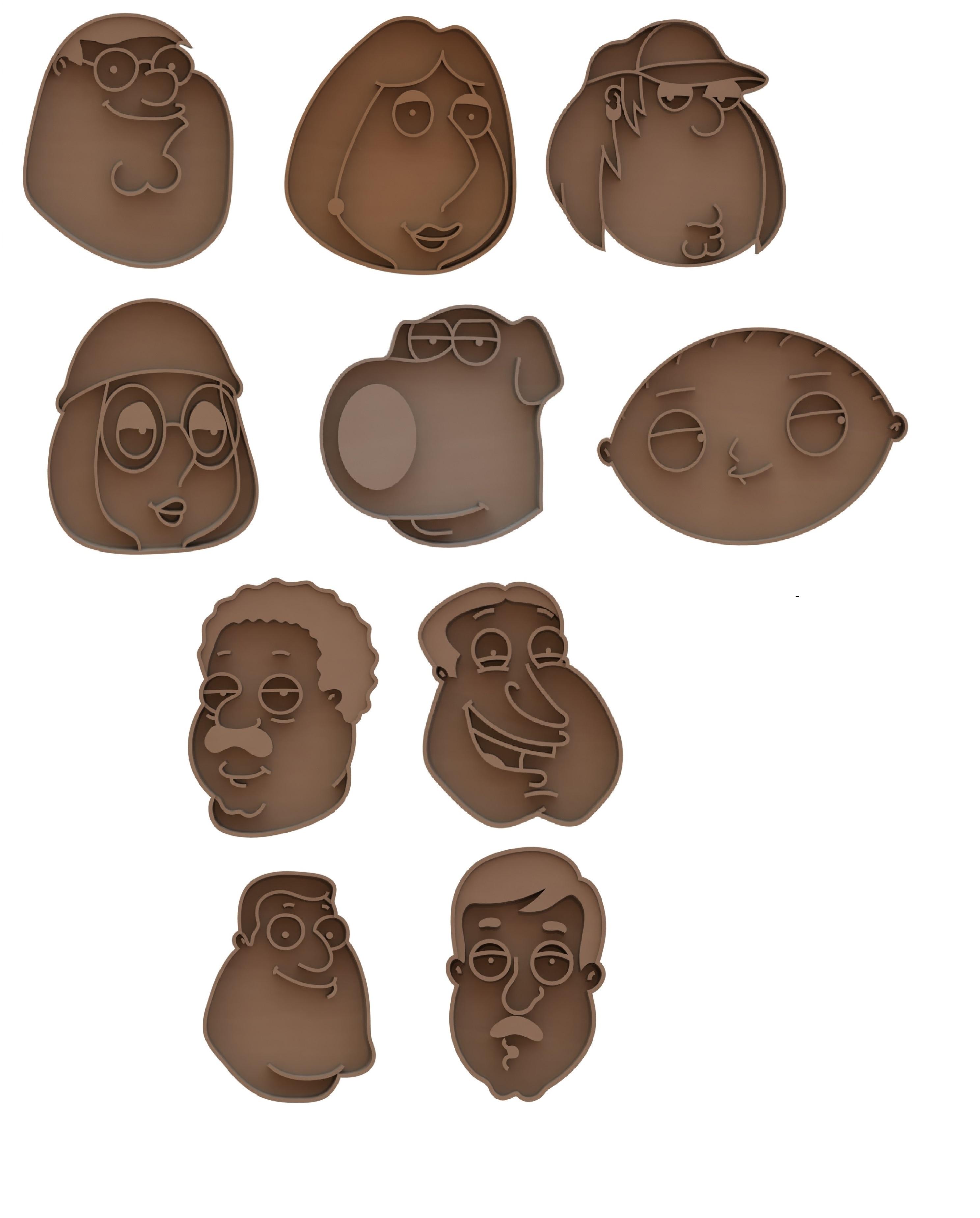 Family guy cookie cutters pack 3d model
