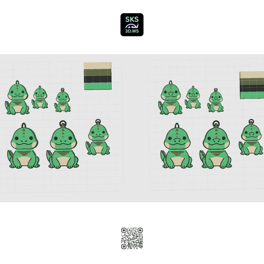Iguana Wiggle Head Keyring 3d model