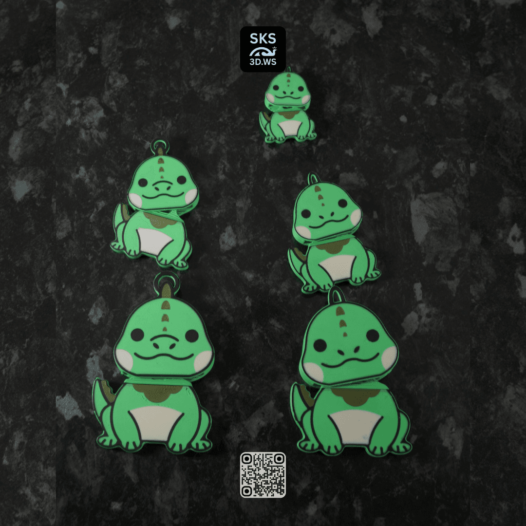 Iguana Wiggle Head Keyring 3d model