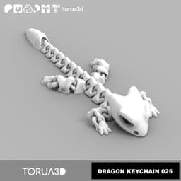 Articulated dragon keychain with skeleton design - Print in place - No supports - STL 3d model