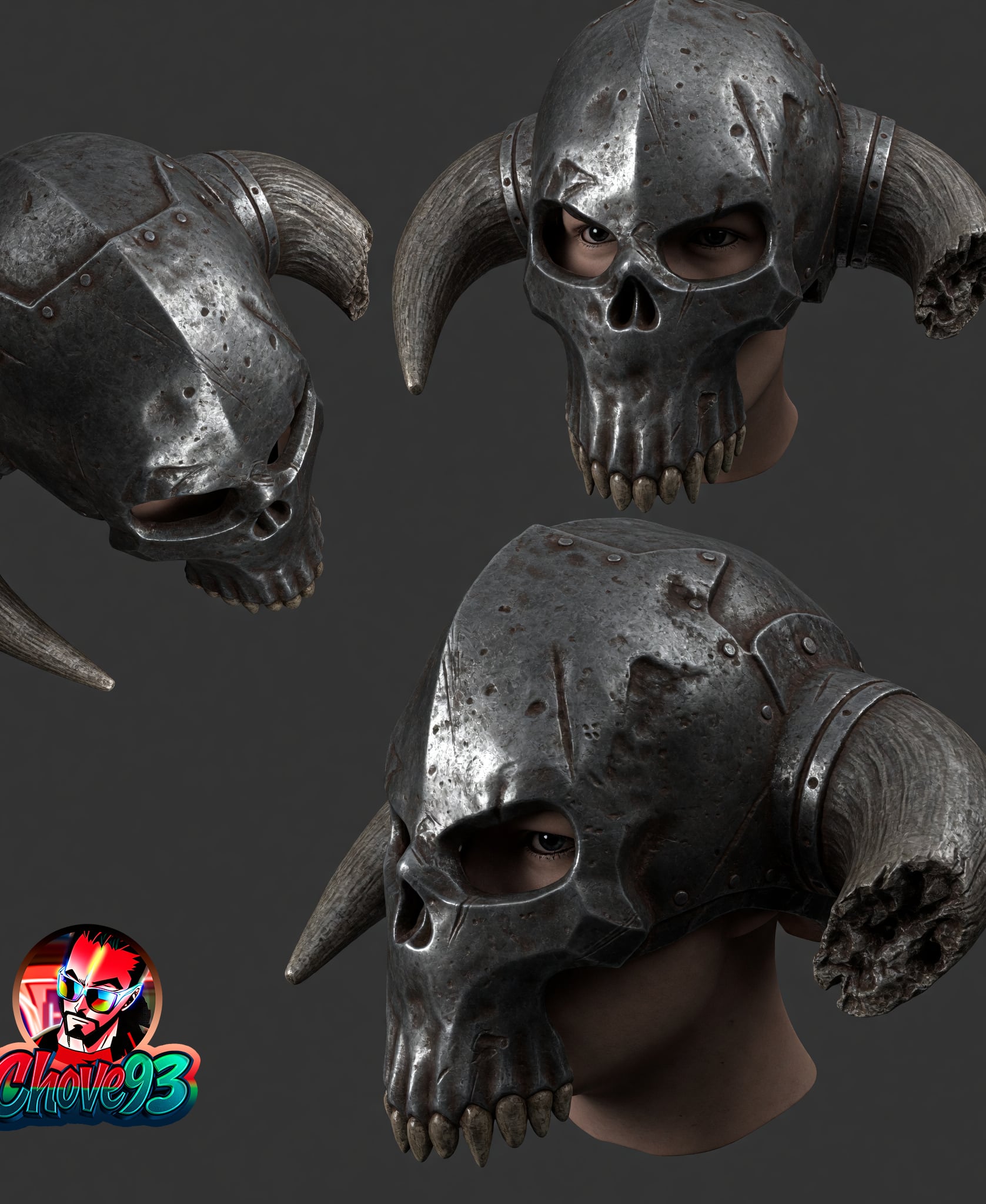 Skull Warrior Helmet wearable /Cosplay 3d model