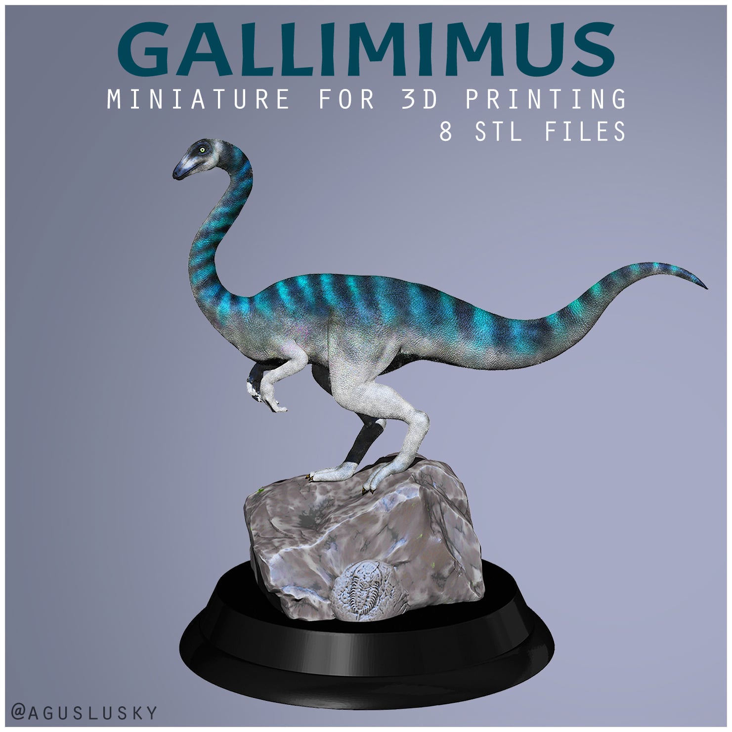 Gallimimus Sculpture Dinosaur Miniature 3d model