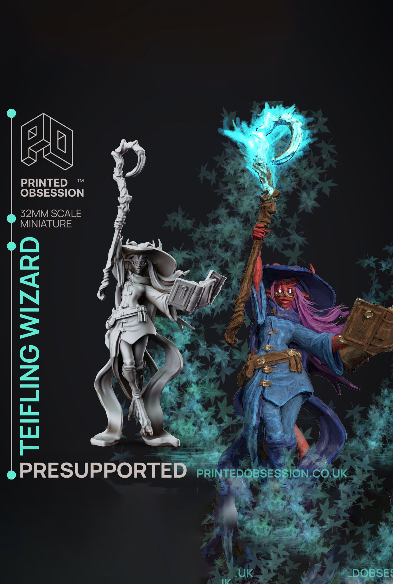 Teifling High Mage - Foundlings - PRESUPPORTED - Illustrated and Stats - 32mm scale 3d model