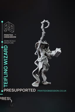 Teifling High Mage - Foundlings - PRESUPPORTED - Illustrated and Stats - 32mm scale 3d model
