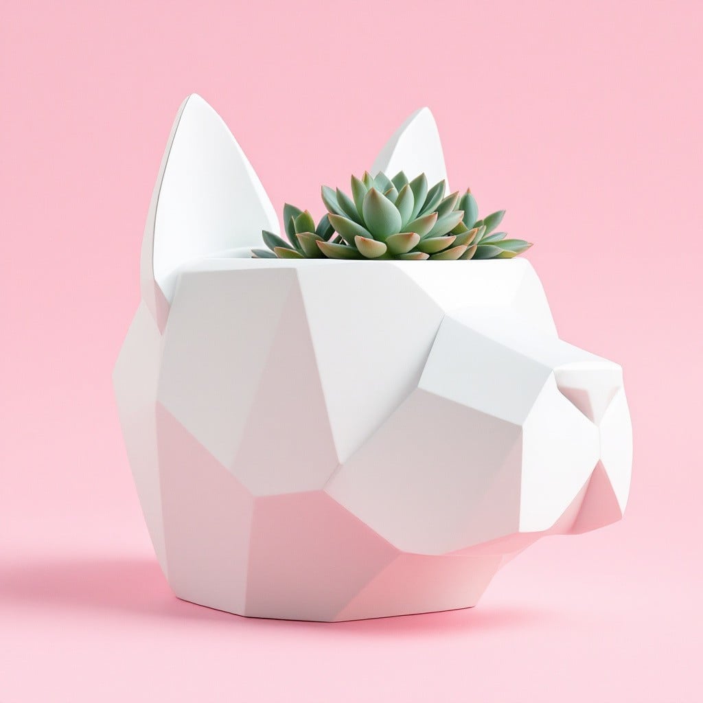 POT Dog Head Shaped Planter – Model "Rocky" 3d model