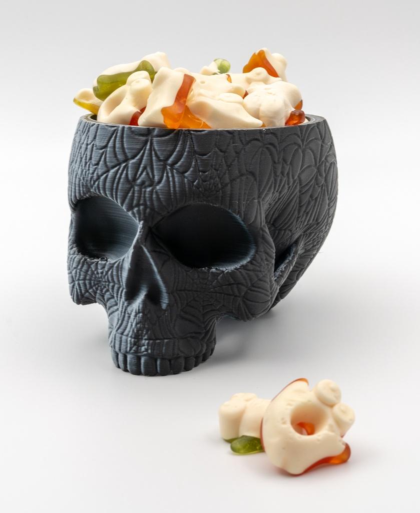 Web Skull Planter-Bowl - Perfect for Trick or Treaters!
Printed in Polymaker Shadow White (dual matte pla), on a Bambulab X1C
@thangs3dcontest - 3d model