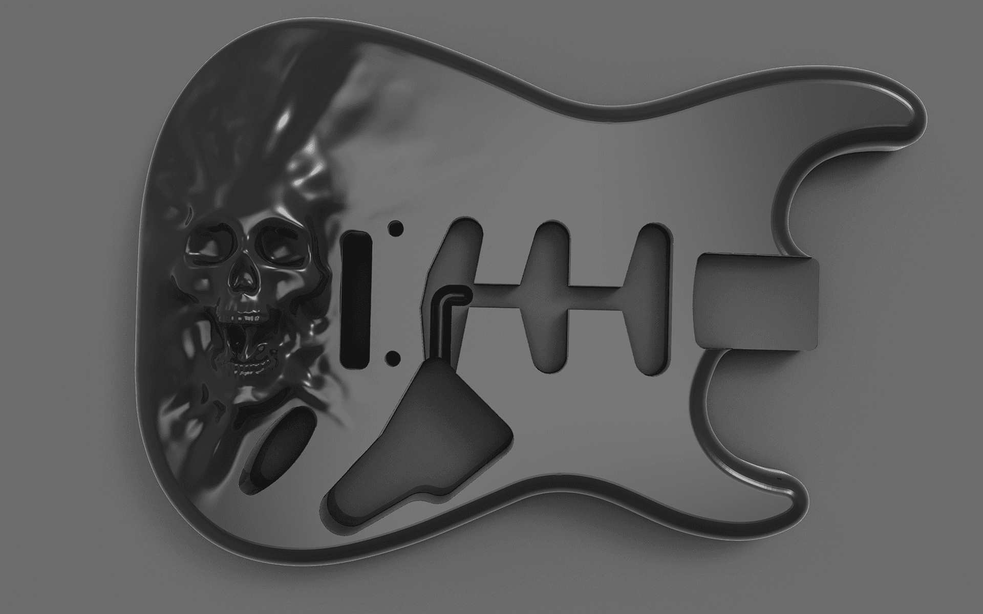 Skullocaster Electric Guitar Body With Custom Sculpted Skull As part of the body 3d model