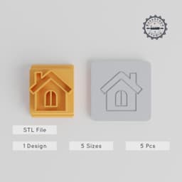 House Stamp Tile Set, 5 Sizes, Home & Building Motifs for Clay, Cookies, Fondant PRODUCT_2310 3d model