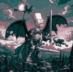 Fan Art of the Simpsons - Bart Simpson as an Aged Winged Knight in a fantasy Realm 3d model