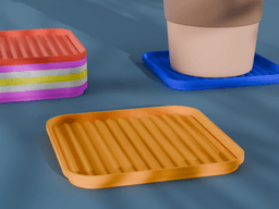 Stackable Wavy Square Coaster Set 3D Print STL File | 3 Sizes 3d model