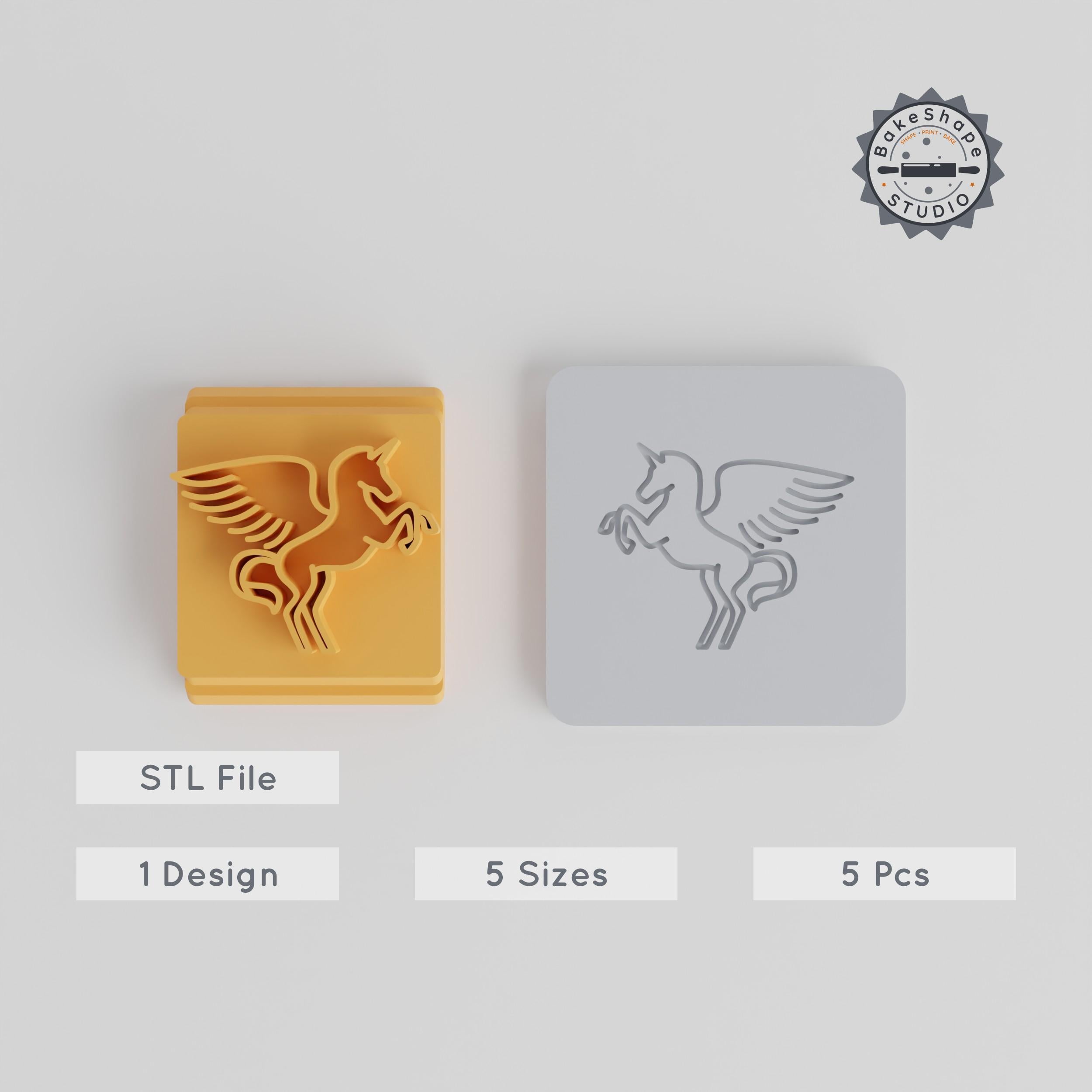 Unicorn Stamp Tile Set, 5 Sizes, Perfect for Clay, Cookies & Fondant, Fantasy Beast Design Collection PRODUCT_3744 3d model