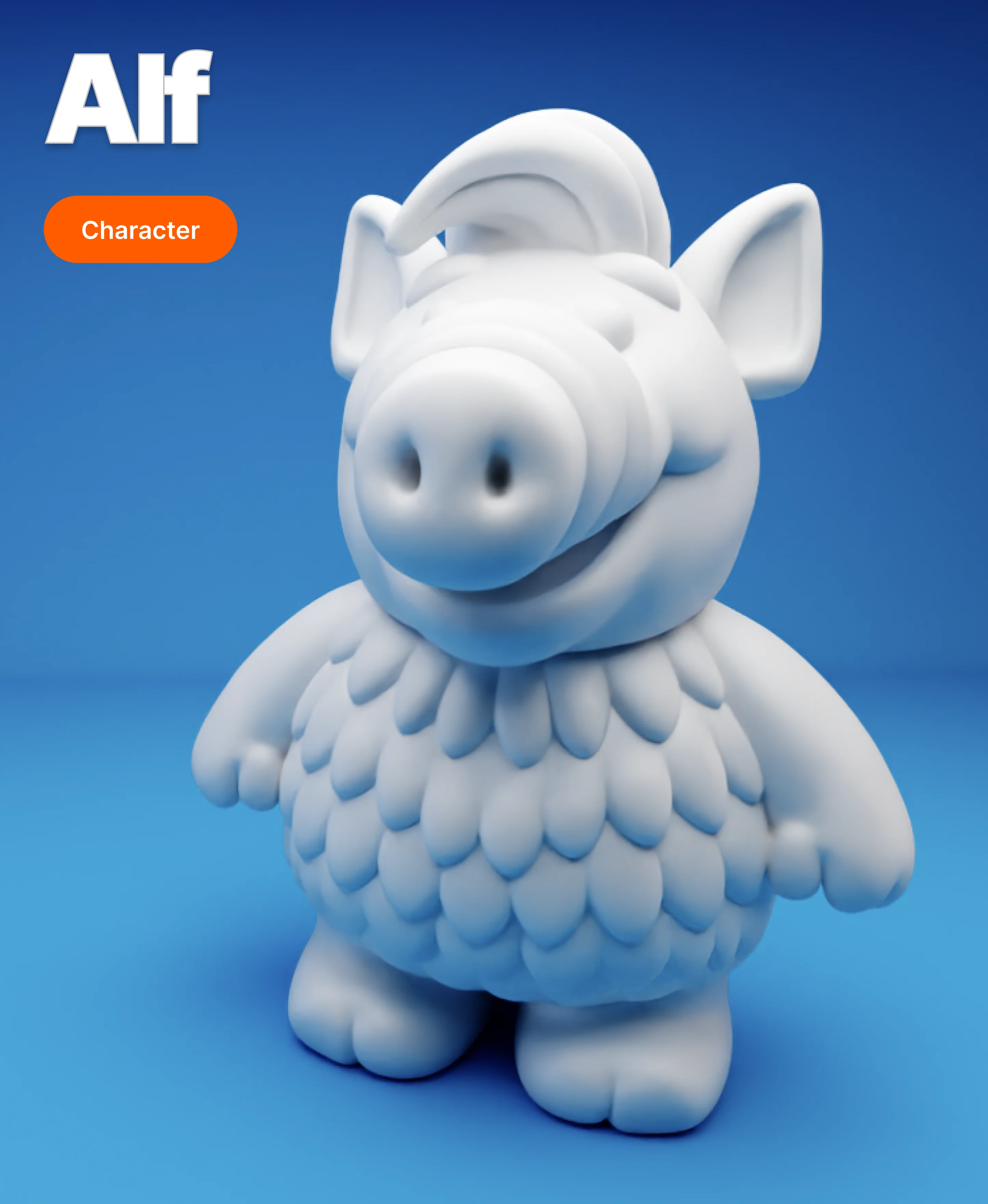 Chubby Alien Figure – Cute ALF Inspired 3D Printable Model 3d model
