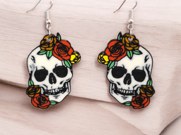 Sugar Skull Earrings 3d model