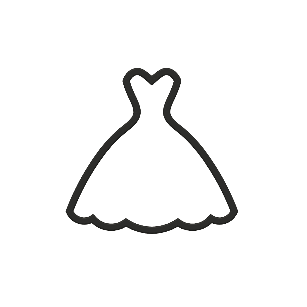 Wedding Dress Cookie Cutter STL File - 4 inches 3d model