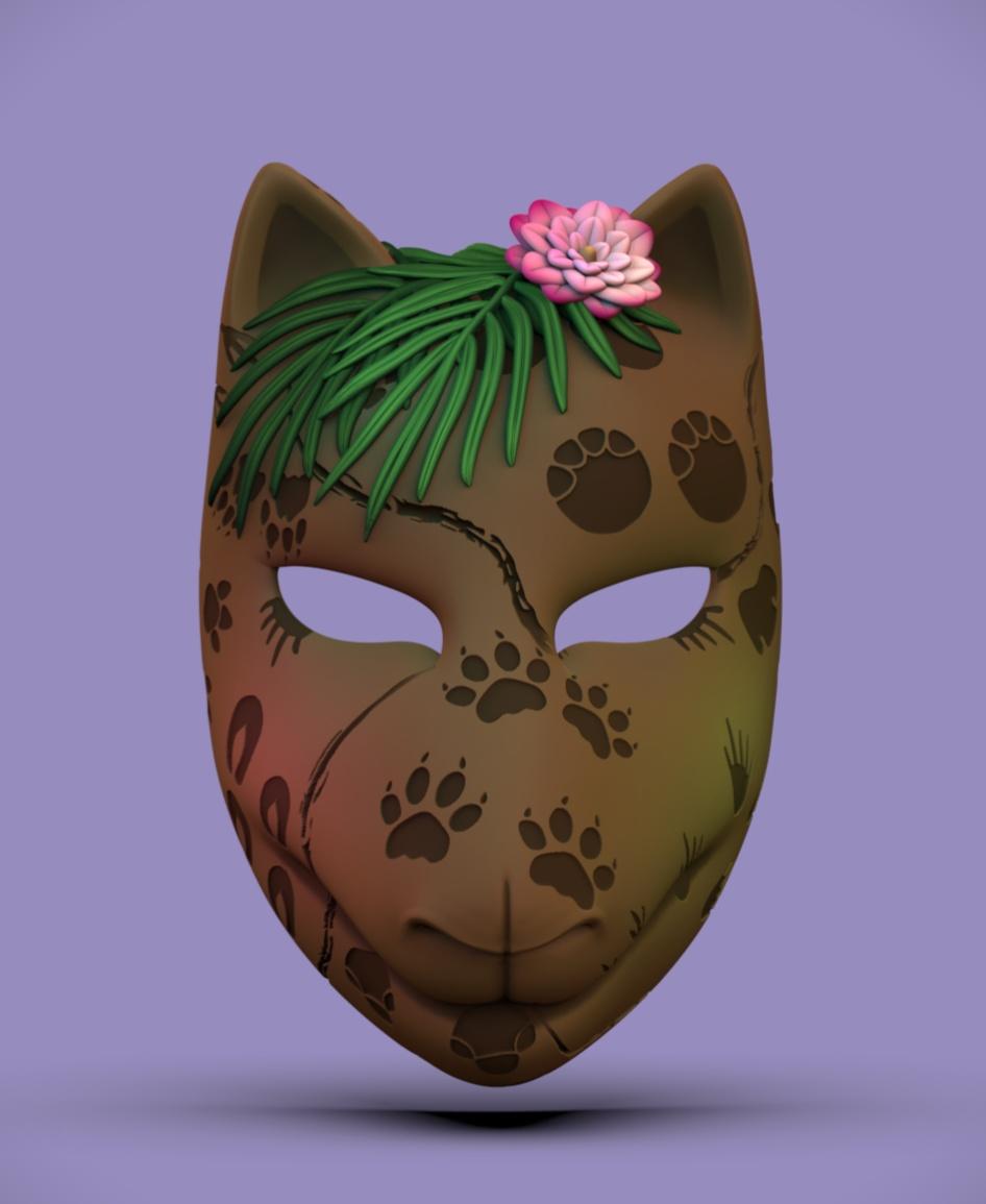 Animal Print Floral Mask -"Safari" (Sculptober Day 25) 3d model