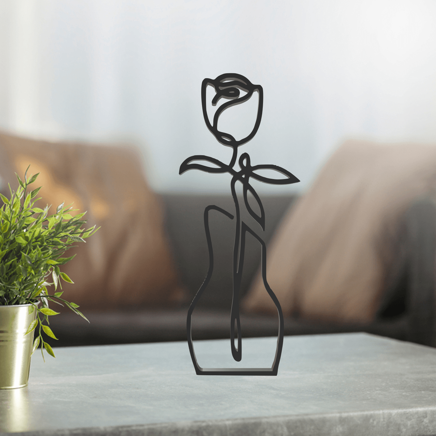 Flower Line Art, Modern, Minimalist 3d model