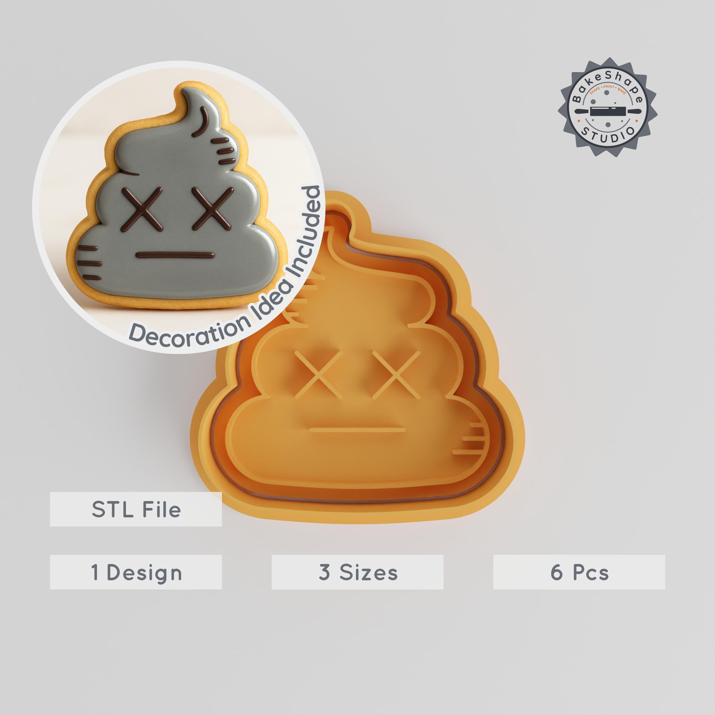 Poop Emoji Cookie Cutters & Stamps Set, 3 Sizes, Perfect for Cookies & Fondant, Fun Baking Tool Collection PRODUCT_373 3d model