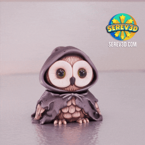 Owl Wizard – Articulated Keychain - Bag Charm, No Supports 3D Print STL/3MF 3d model