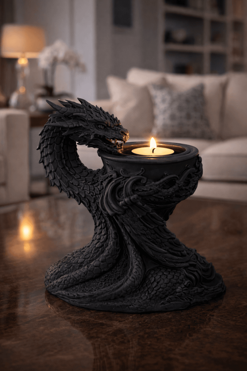 Dragon Chalice Tealight Holder STL – Fantasy Candle Decor 3d model