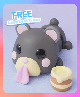 Flexi Foodie Bear Keychain (Single Color) 3d model